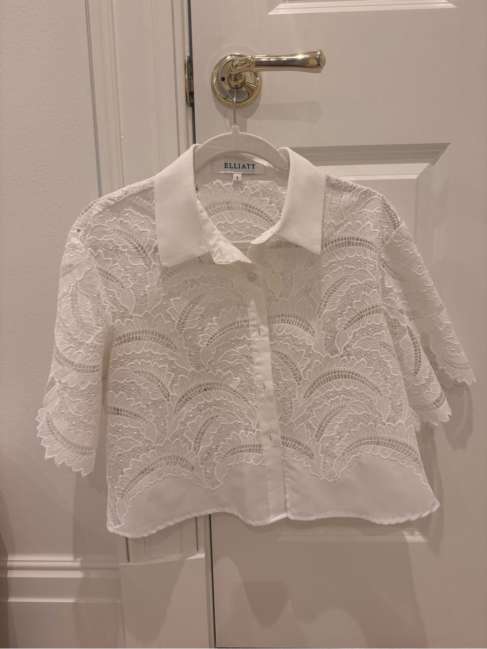 Elliatt White Lace Cropped Blouse